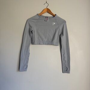 Gymshark Women's Flex Sports Long Sleeve Crop Top Light Gray Size M